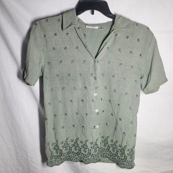 Vintage 90s silk cottagecore grandma floral blouse - Picture 1 of 3